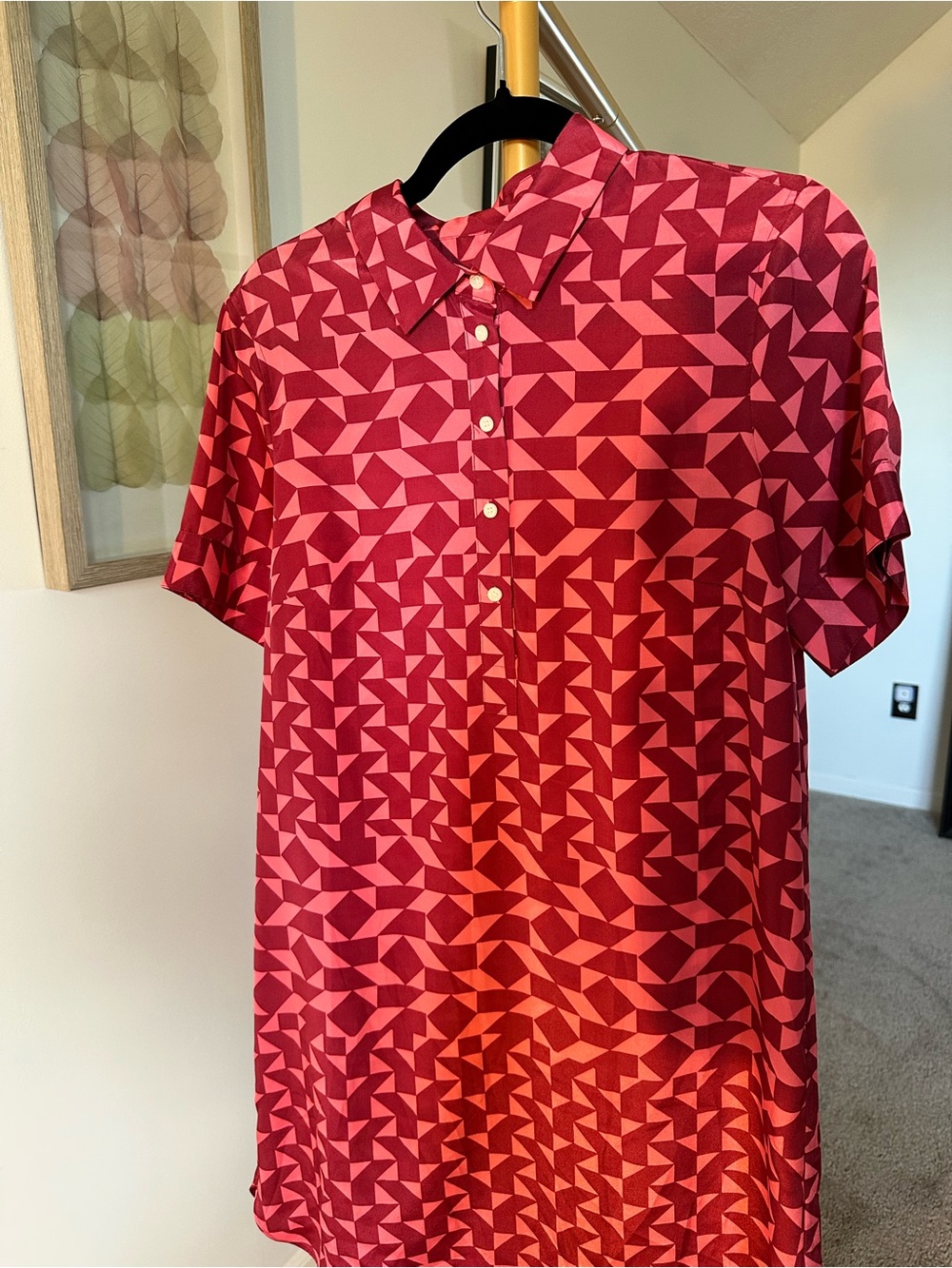 Women's J Crew Collared Shirt Dress with Short Sleeves - Size 8